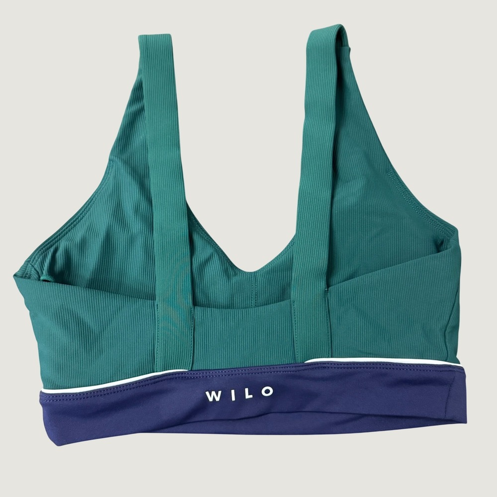 WILO The Label Ribbed Sports Bra Teal Navy Colorblock Small